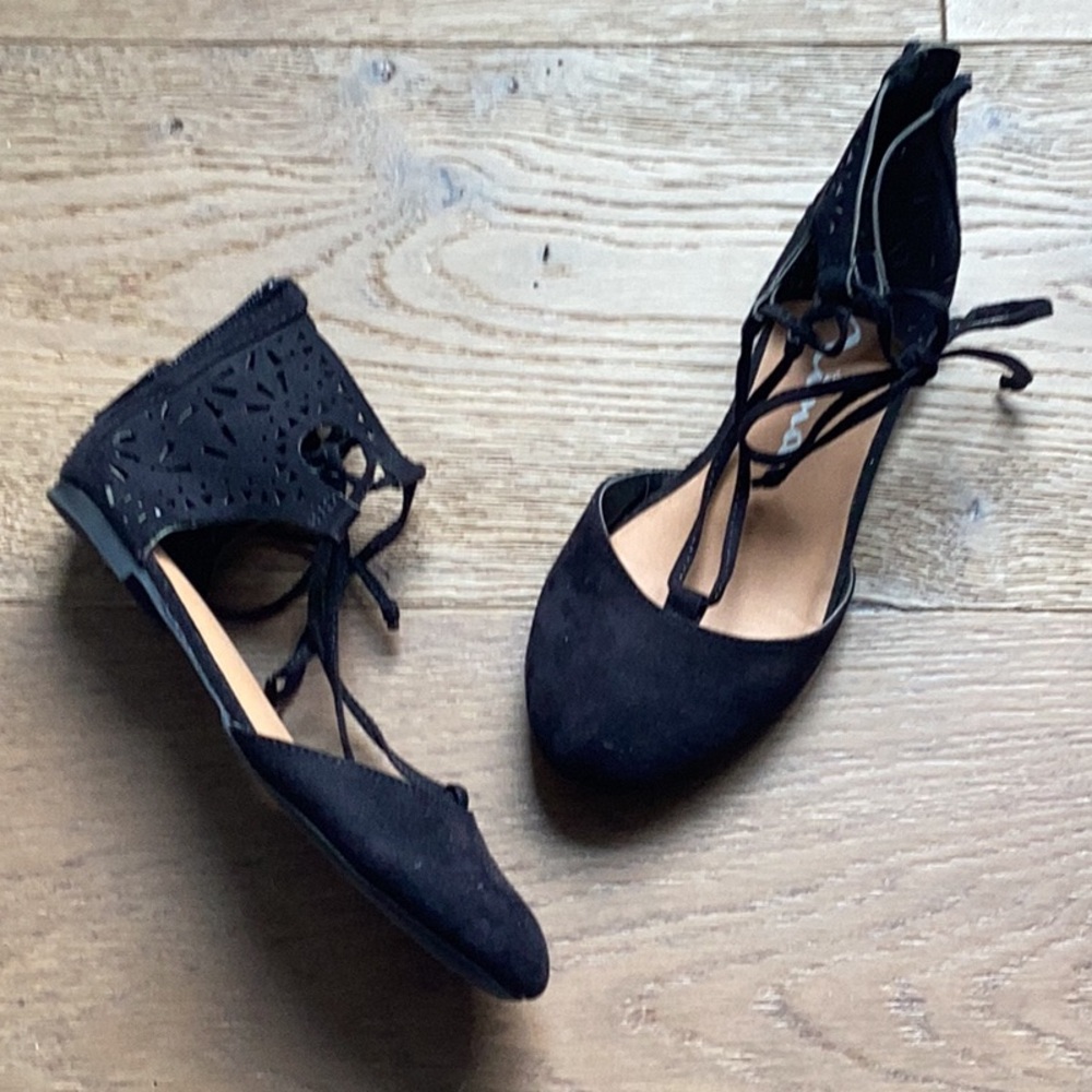 Nina Suede-like Up Round-Toe Flats Zipper back size 13 little girl